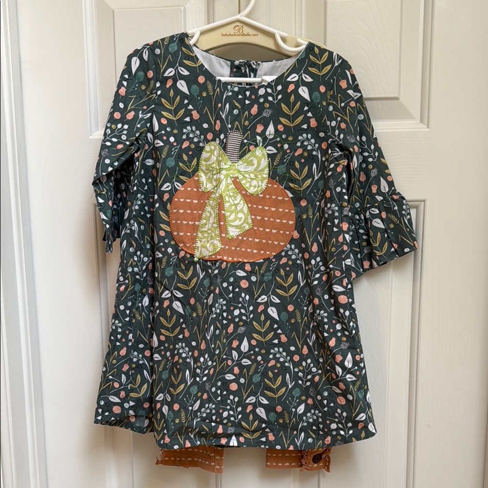 Natalie Grant Floral Pumpkin Dress with Bow size 4 NWOT
